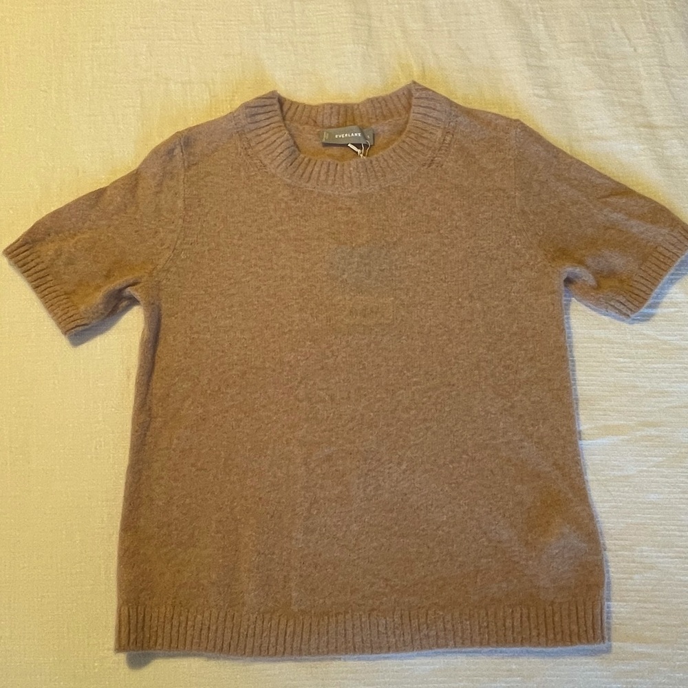 Everlane Pink Alpaca Short Sleeve Wool Sweater Top Small